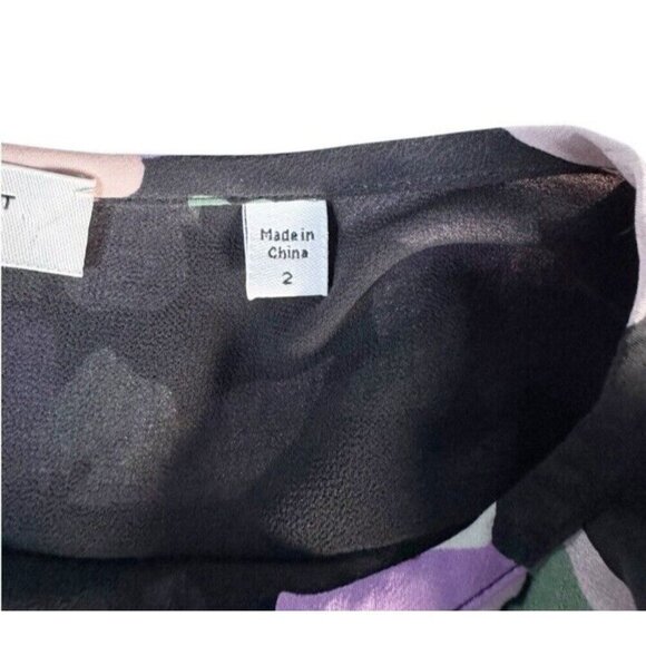 Equipment Femme Woman’s Sz 2 Danette Black Lavender Floral Silk Dress - Picture 7 of 13